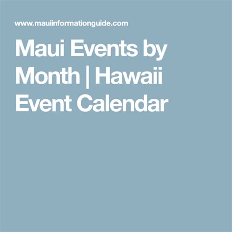 Maui Events Calendar